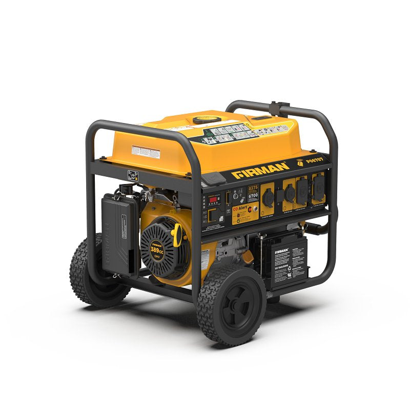 Firman P06707 Portable Generator, 30 A, 1200/240 V, 8375/6700 W Output, Gas, 13 hr Run Time, Electric, Remote, Recoil Start