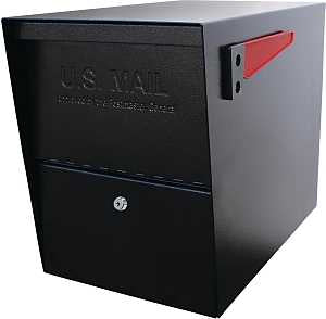 Mail Boss Packagemaster 7206 Series Mailbox, Black, Steel, Powder-Coated, 11-1/4 in W, 21 in D, 13-3/4 in H