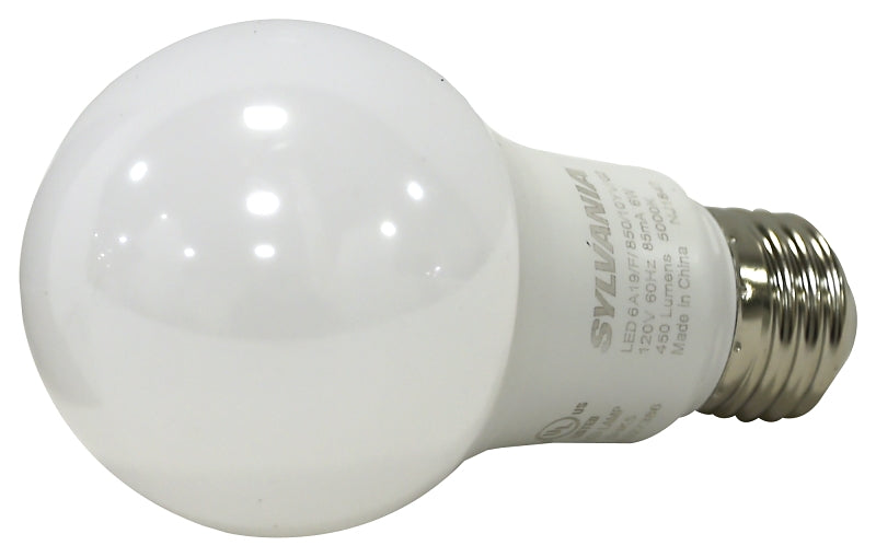 Sylvania 74081 LED Bulb, 120 V, 450 Lumens, 6 W, A19 Lamp, 40 W Equivalent, E26 Lamp Base, Frosted