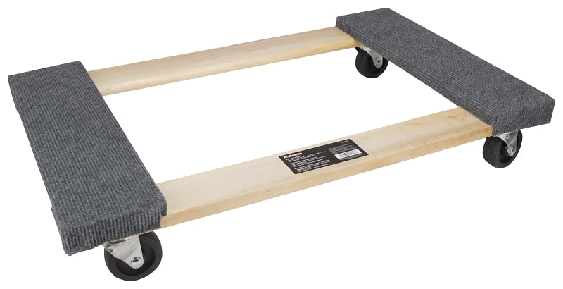 ProSource TC-500 Furniture Dolly, 1000 lb, 30 in W Platform, 18 in D Platform, Wood Construction Platform, Swivel Caster