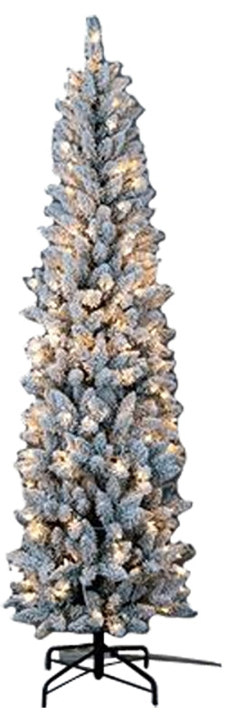 Hometown Holidays 95771 Siskiyou Flocked Pencil Tree, 7 ft H, Siskiyou Family