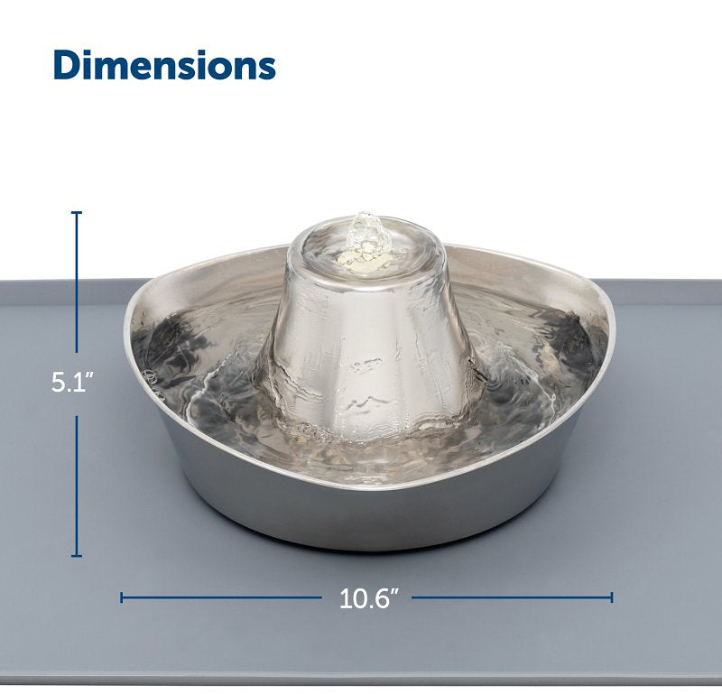 PetSafe PWW00-17099 Seaside Pet Fountain, 60 oz Volume, Stainless Steel