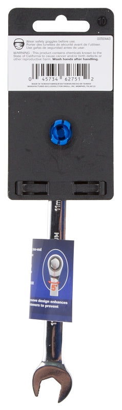 Vulcan PG11MM Combination Wrench, Metric, 11 mm Head, Chrome Vanadium Steel, Polished Mirror