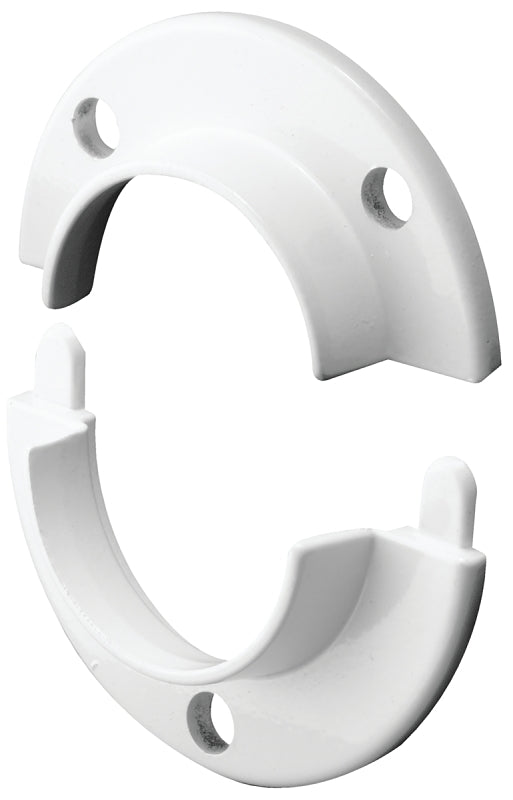 Prime-Line N 7050 Closet Pole Socket, For: 1-3/8 in Closet Pole, Zinc, White