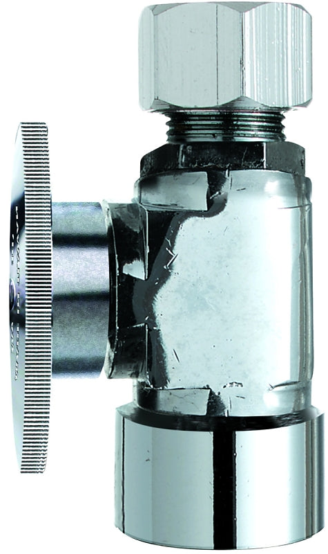 Plumb Pak PP53-1PCLF Shut-Off Valve, 1/2 x 1/2 in Connection, FIP x Compression, Quarter-Turn Actuator, Brass Body