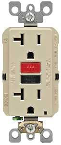 Leviton R99-GFNT2-0RI GFCI Duplex Receptacle, Polycarbonate, Ivory, 2-Pole, 20 A, 125 V, Wall Mounting