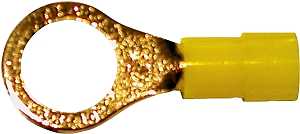 Calterm 65637 Ring Terminal, 12 to 10 AWG Wire, Nylon Insulation, Black/Red