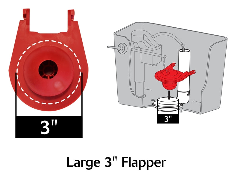 Korky 3030BP Toilet Flapper, Specifications: 3 in Valve Open, Rubber, Red