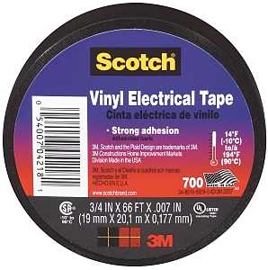 Scotch 4218-BA-40 Electrical Tape, 66 ft L, 3/4 in W, Vinyl Backing, Black