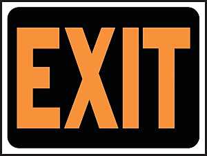 Hy-Ko Hy-Glo Series 3003 Identification Sign, Exit, Fluorescent Orange Legend, Plastic, 12 in W x 8-1/2 in H Dimensions, Pack of 10