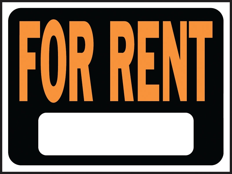 Hy-Ko Hy-Glo Series 3005 Identification Sign, 8-1/2 x 12 in Dimensions, Rectangular, FOR RENT, Fluorescent Orange Legend, Pack of 10