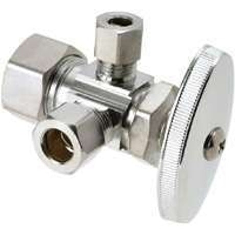 BrassCraft CR1900RX C1 Stop Valve, 1/2 x 3/8 x 1/4 in Connection, Compression, 125 psi Pressure, Brass Body, 2.82 in L