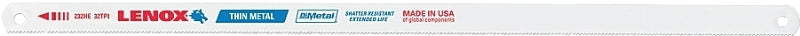 Lenox 20146V232HE Hacksaw Blade, Tuff Teeth, Bi-Metal, 1/2 in W, 12 in L, 32 TPI, Steel Cutting Edge, 10/PK