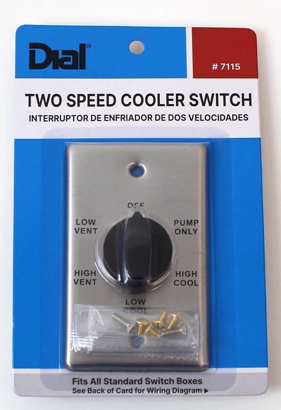 Dial 7112 Wall Switch, 2-Speed, Plastic, White, For: Evaporative Cooler Purge Systems