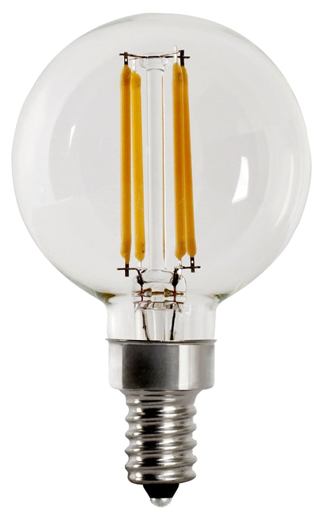 Feit Electric BPG1660950CAFIL/2 LED Light Bulb, Globe, 500 Lumens, 5.5 W, G16 Lamp, E12 Lamp Base, Dimmable, Pack of 6