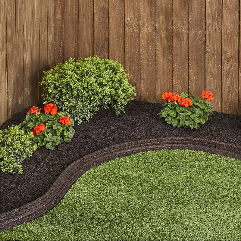 Rubberific RBFE4BN40 Brickface Landscape Edging, 48 in L, L, Rubber, Brown