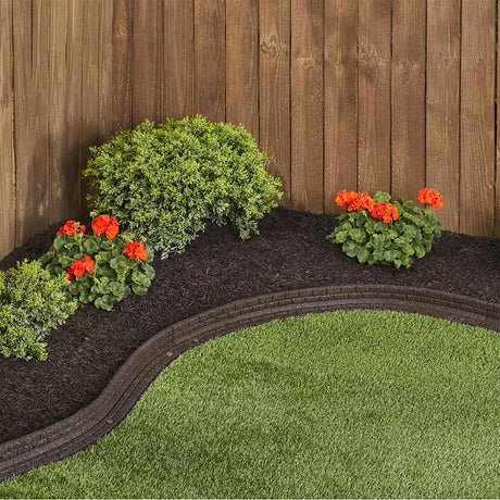 Rubberific RBFE4BN40 Brickface Landscape Edging, 48 in L, L, Rubber, Brown