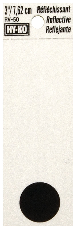 Hy-Ko RV-50/. Reflective Sign, Character: ., 3 in H Character, Black Character, Silver Background, Vinyl, Pack of 10