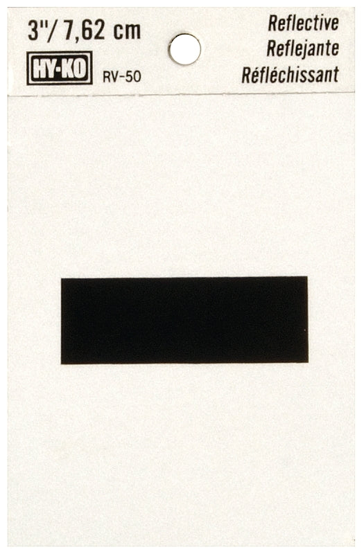 Hy-Ko RV-50/- Reflective Sign, Character:-, 3 in H Character, Black Character, Silver Background, Vinyl, Pack of 10