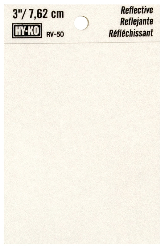 Hy-Ko RV-50/BLNK Reflective Sign, Character: Blank, 3 in H Character, Black Character, Silver Background, Vinyl, Pack of 10