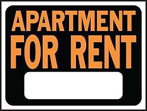 Hy-Ko Hy-Glo Series 3001 Identification Sign, 8-1/2 x 12 in Dimensions, Rectangular, APARTMENT FOR RENT, Plastic, Pack of 10