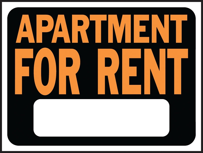 Hy-Ko Hy-Glo Series 3001 Identification Sign, 8-1/2 x 12 in Dimensions, Rectangular, APARTMENT FOR RENT, Plastic, Pack of 10
