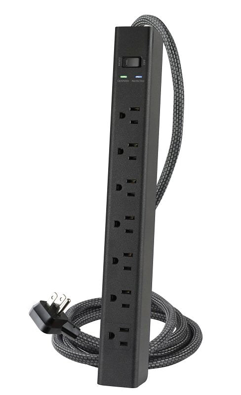 Powerzone ORPBSF405 Surge Strip, 4 ft L Cable, 7-Socket, Black