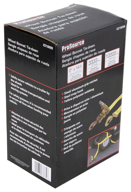 ProSource FH4016 Tie-Down, 2 in W, 14-7/8 in L, Polyester Webbing, Metal Ratchet, Yellow, 3333 lb