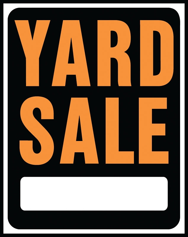 Hy-Ko Hy-Glo Series SP-111 Jumbo Identification Sign, YARD SALE, Fluorescent Orange Legend, Plastic, Pack of 5
