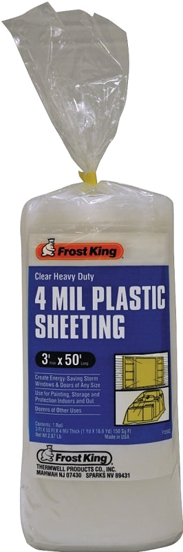 Frost King P350CW Polyethylene Sheeting, 50 ft L, 3 ft W, Clear