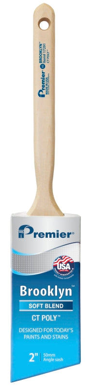 Premier Brooklyn 17291 Paint Brush, 2 in W, Angle Sash Brush, 2-3/4 in L Bristle, Polyester Bristle