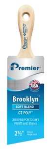 Premier Brooklyn 17307 Paint Brush, 2-1/2 in W, Short Sash Brush, 3 in L Bristle, Polyester Bristle