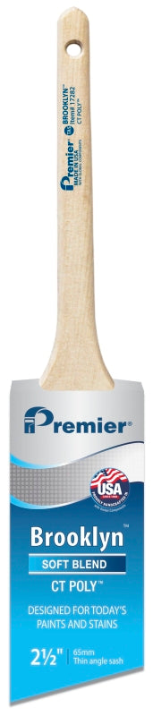 Premier Brooklyn 17282 Paint Brush, 2-1/2 in W, Thin Angle Sash Brush, 2-3/4 in L Bristle, Polyester Bristle