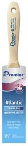 Premier Atlantic 17350 Paint Brush, 1-1/2 in W, Beavertail Varnish Brush, 2-7/16 in L Bristle, Nylon/Polyester Bristle