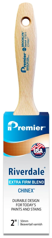 Premier Riverdale 17271 Paint Brush, 2 in W, Beavertail Varnish Brush, 2-11/16 in L Bristle, Chinex Bristle