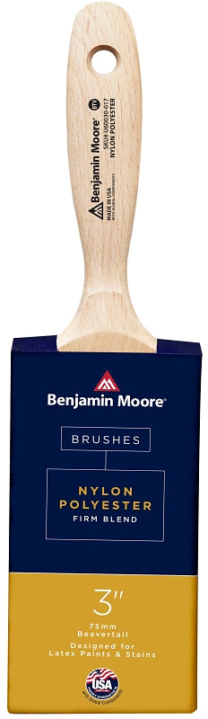 Benjamin Moore U60030-017 Paint Brush, Firm Brush, Nylon/Polyester Bristle, Beavertail Handle