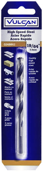 Vulcan 231751OR Jobber Drill Bit, 19/64 in Dia, 4-3/8 in OAL, 3-Flat Shank