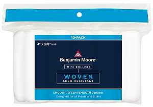 Benjamin Moore U66302-018 Woven Mini Roller Cover, White, 3/8 in Thick Nap, 4 in L, 10/PK