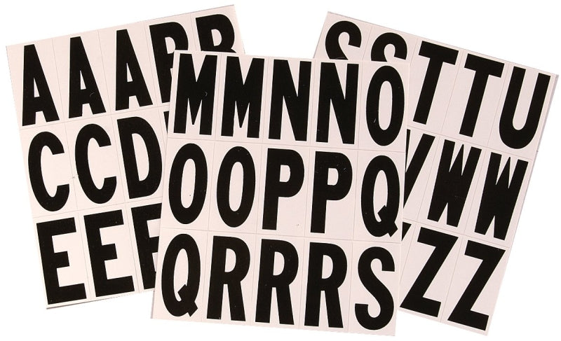 Hy-Ko MM-17L Packaged Letter Set, 5-1/4 in W x 9 in H Dimensions, 1-3/4 in H Character, Black Character, Vinyl, Pack of 10