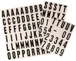 Hy-Ko MM-21 Packaged Number and Letter Set, 3/4 in H Character, Black Character, Silver Background, Vinyl, Pack of 10