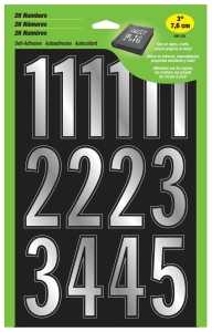 Hy-Ko MM-33N Prism Number Set, 3 in H Character, Silver Character, Vinyl, Pack of 5
