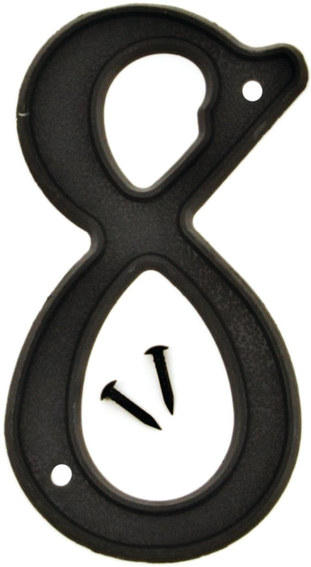 Hy-Ko PN-29/8 House Number, Character: 8, 4 in H Character, Black Character, Plastic, Pack of 10
