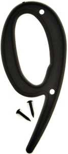 Hy-Ko PN-29/9 House Number, Character: 9, 4 in H Character, Black Character, Plastic, Pack of 10