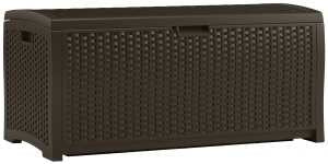 Suncast DBW7300 Wicker Deck Box, 46 in W, 21-1/2 in D, 22-1/2 in H, Resin, Java