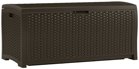 Suncast DBW7300 Wicker Deck Box, 46 in W, 21-1/2 in D, 22-1/2 in H, Resin, Java