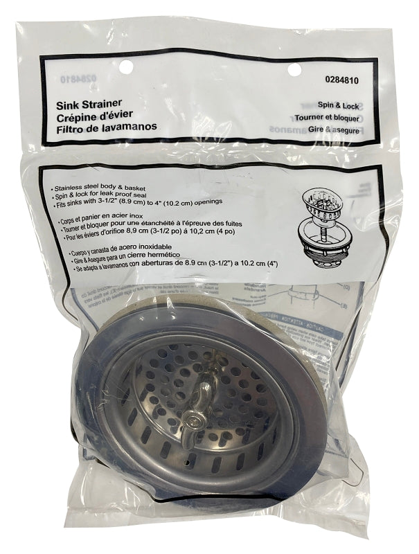 ProSource 122048 Basket Strainer Assembly, 4.4 in Dia, For: 3-1/2 to 4 in Dia Opening Sink