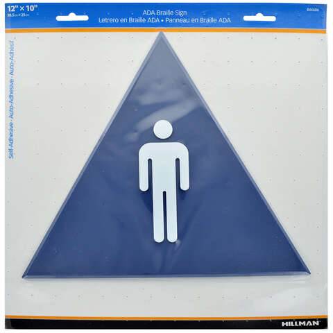HILLMAN English Blue Restroom Plaque 12 in. H X 10 in. W, Pack of 6