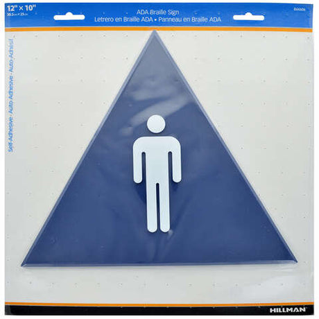 HILLMAN English Blue Restroom Plaque 12 in. H X 10 in. W, Pack of 6