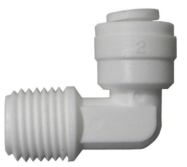 Watts PL-3009 Tube Elbow, 1/4 in, OD x MIP, 90 deg Angle, Plastic, 150 psi