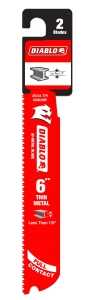 Diablo DS0620BF2 Series Reciprocating Saw Blade, Applicable Materials: Metal, 6 in L, 20/24 TPI, 2/PK